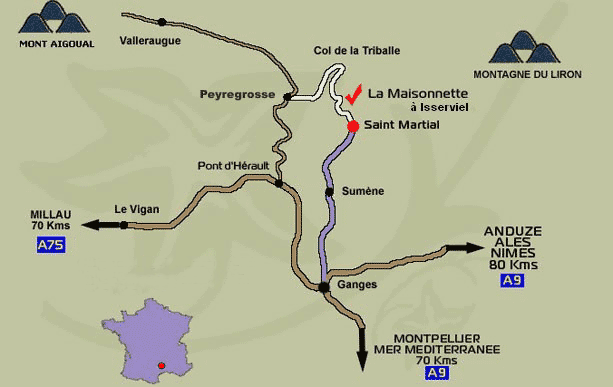 la maisonnette chambre hte cevennes languedoc plan d'accs width=